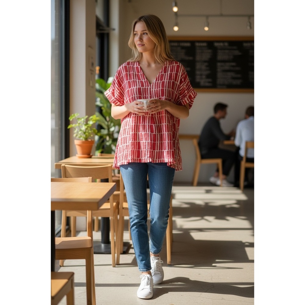 Chic HOT PINK Geometric Women's Blouse